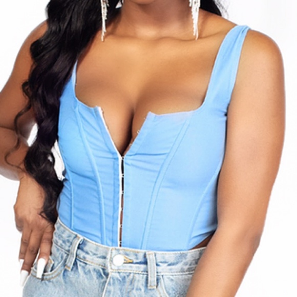 Blue bustier top